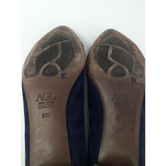 AGL Atillio Giusti Leombruni Pointy Toe Pump Navy size 41.5 Shoes Career - Picture 14 of 14